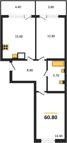 Фото №1: 2-комнатная квартира 60 м² - Краснодар, мкр. Карасунский внутригородской округ