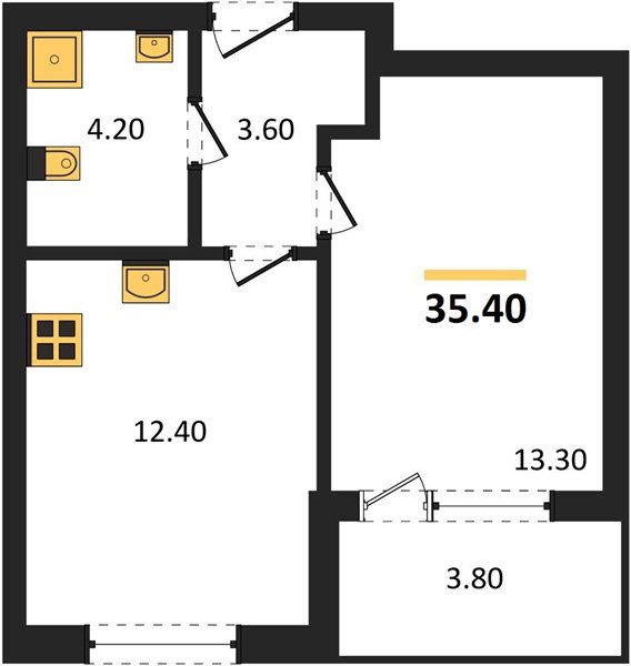 Фото №1: 1-комнатная квартира 35 м² - Краснодар, мкр. Карасунский внутригородской округ