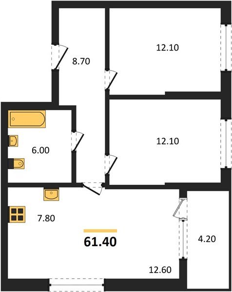Фото №1: 2-комнатная квартира 61 м² - Краснодар, мкр. Карасунский внутригородской округ