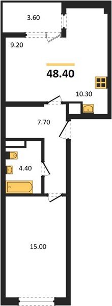 Фото №1: 1-комнатная квартира 48 м² - Краснодар, мкр. Карасунский внутригородской округ