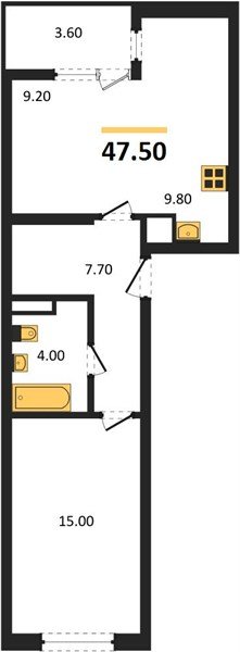 Фото №1: 1-комнатная квартира 47 м² - Краснодар, мкр. Карасунский внутригородской округ