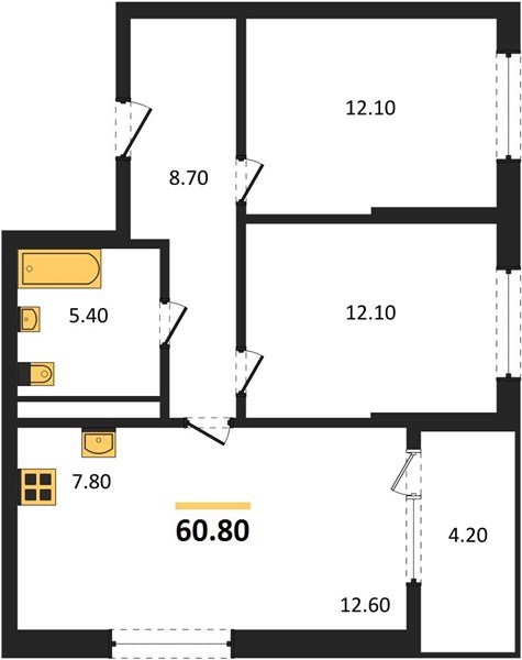 Фото №1: 2-комнатная квартира 60 м² - Краснодар, мкр. Карасунский внутригородской округ