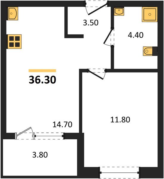 Фото №1: 1-комнатная квартира 36 м² - Краснодар, мкр. Карасунский внутригородской округ