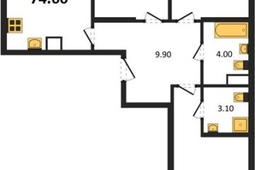 Фото №1: 3-комнатная квартира 78 м² - Краснодар, мкр. ЖК Первое Место, 
