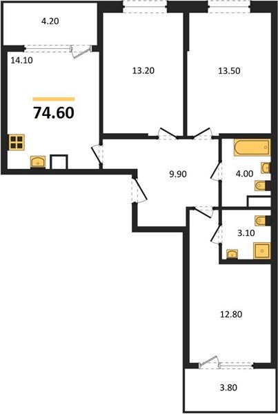 Фото №1: 3-комнатная квартира 78 м² - Краснодар, Карасунский внутригородской округ, мкр. ЖК Первое Место