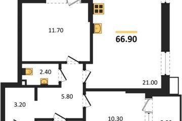 Фото №1: 2-комнатная квартира 66 м² - Краснодар, мкр. Прикубанский внутригородской округ, 
