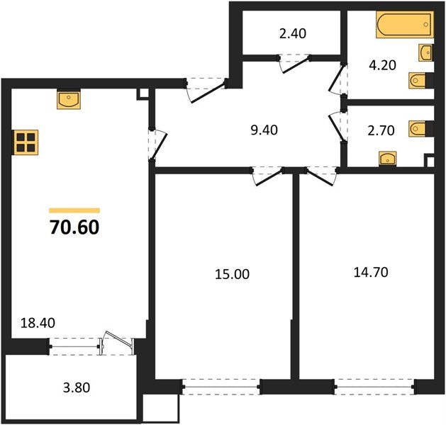 Фото №1: 2-комнатная квартира 70 м² - Краснодар, Парк Победы, мкр. Прикубанский внутригородской округ