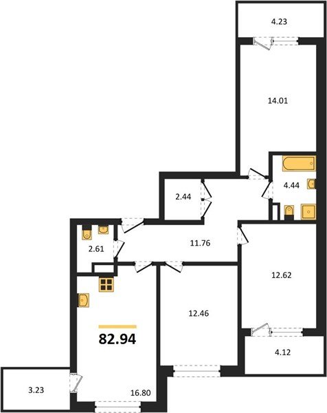 Фото №1: 3-комнатная квартира 81 м² - Краснодар, жилой комплекс Друзья, мкр. Прикубанский внутригородской округ