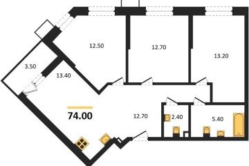 Фото №1: 3-комнатная квартира 74 м² - Майкоп, мкр. ЖК Звезды, 