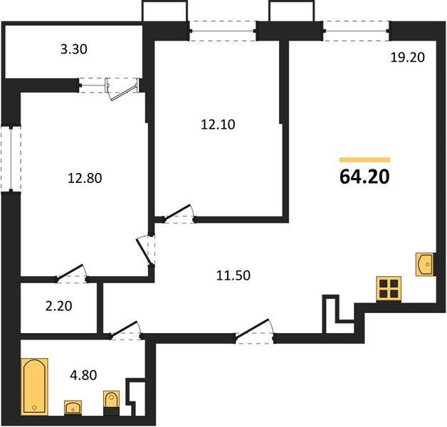 Фото №1: 2-комнатная квартира 64 м² - Майкоп, мкр. ЖК Звезды