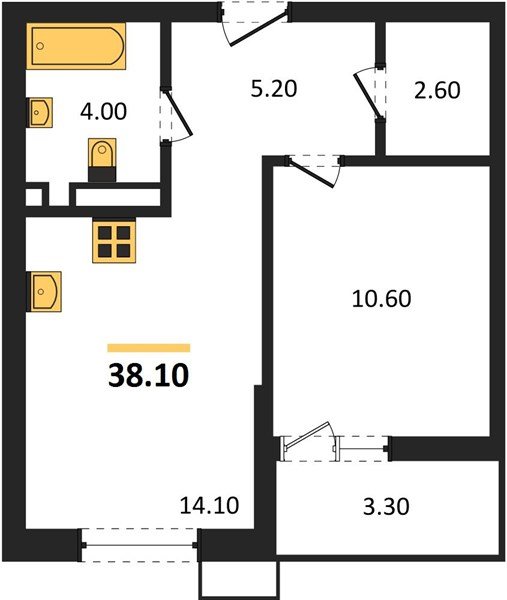 Фото №1: 1-комнатная квартира 38 м² - Майкоп, мкр. ЖК Звезды