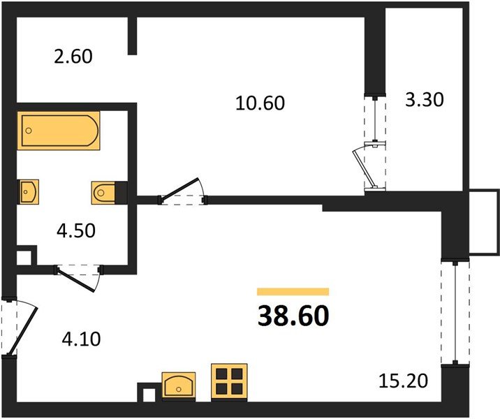 Фото №1: 1-комнатная квартира 38 м² - Майкоп, мкр. ЖК Звезды