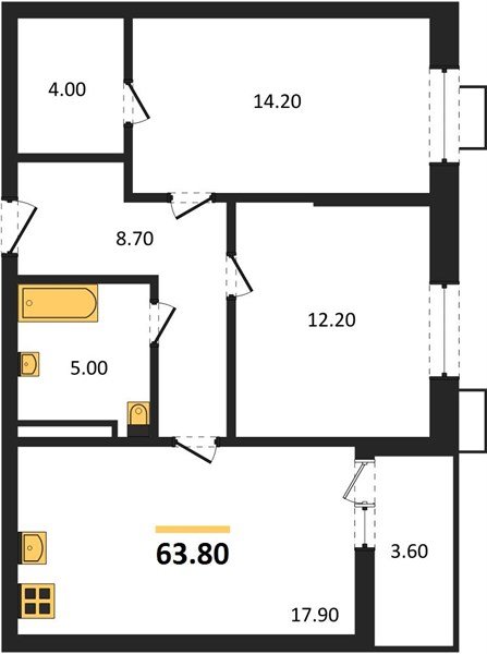 Фото №1: 2-комнатная квартира 63 м² - Майкоп, мкр. ЖК Звезды