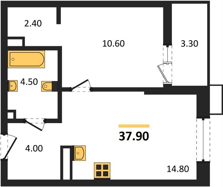 Фото №1: 1-комнатная квартира 37 м² - Майкоп, мкр. ЖК Звезды