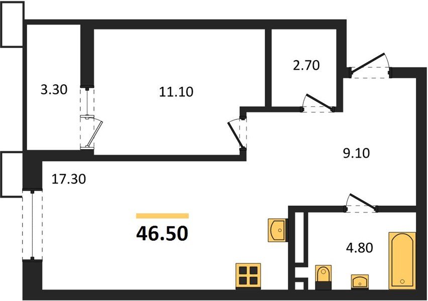 Фото №1: 1-комнатная квартира 46 м² - Майкоп, мкр. ЖК Звезды