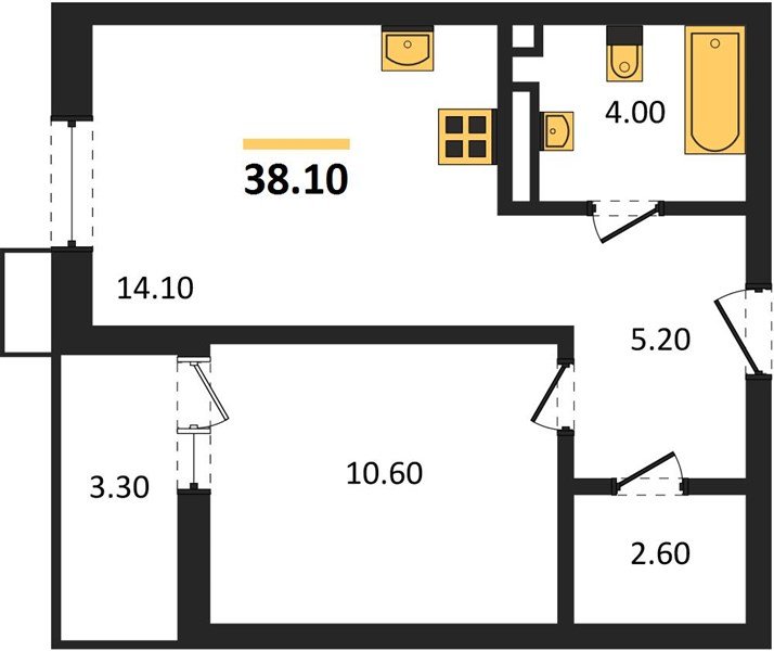 Фото №1: 1-комнатная квартира 38 м² - Майкоп, 