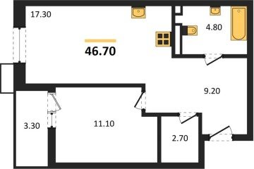 Фото №1: 1-комнатная квартира 46 м² - Майкоп, 
