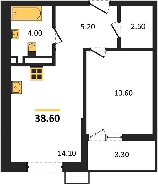 Фото №1: 1-комнатная квартира 38 м² - Майкоп, 