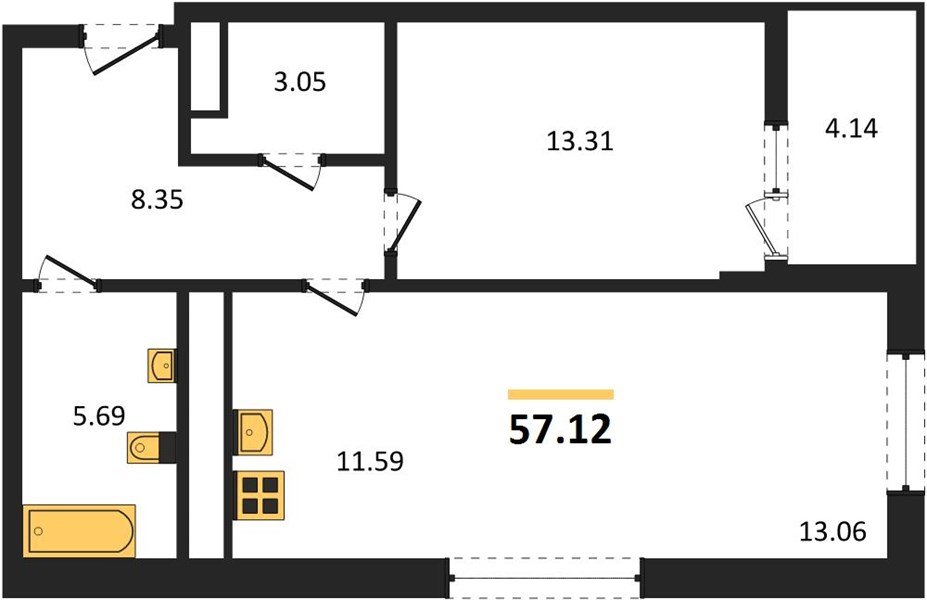 Фото №1: 1-комнатная квартира 56 м² - Майкоп, 