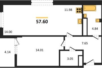 Фото №1: 1-комнатная квартира 57 м² - Майкоп, 