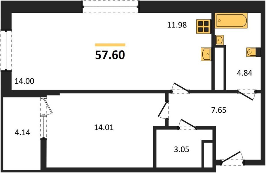 Фото №1: 1-комнатная квартира 57 м² - Майкоп, 