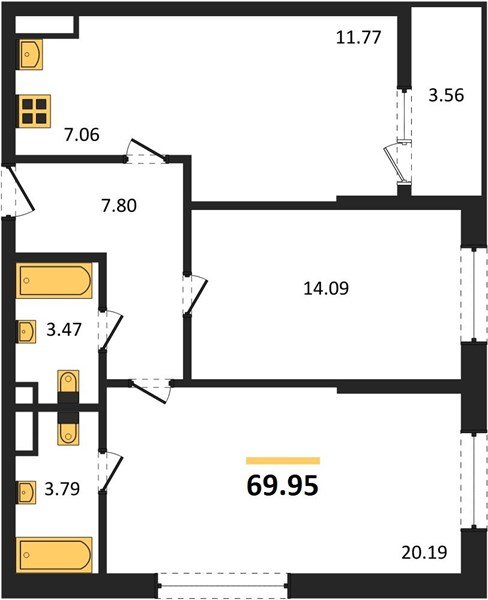 Фото №1: 2-комнатная квартира 69 м² - Майкоп, 