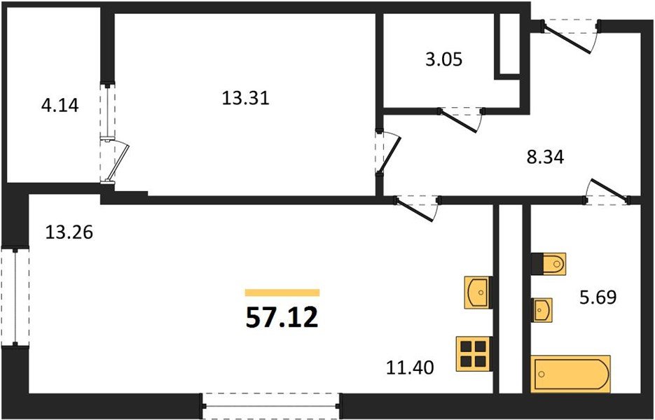 Фото №1: 1-комнатная квартира 56 м² - Майкоп, 