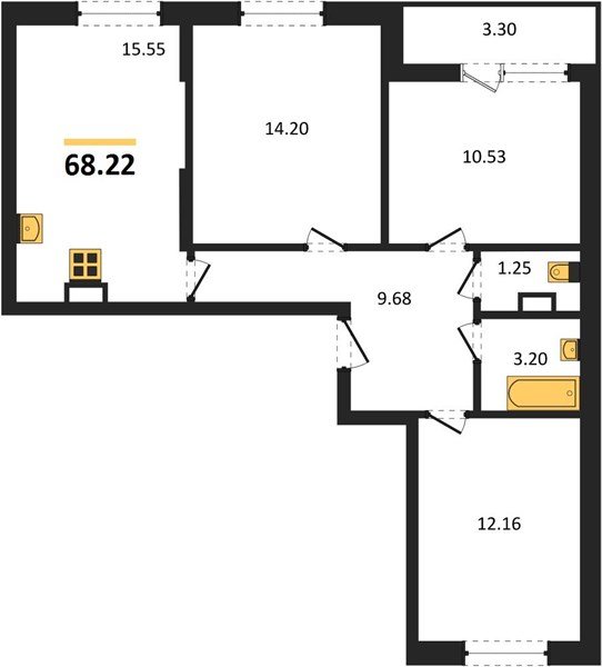 Фото №1: 3-комнатная квартира 68 м² - Краснодар, ЖК Смородина, Карасунский внутригородской округ, мкр. жилой комплекс Смородина