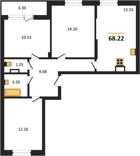 Фото №1: 3-комнатная квартира 68 м² - Краснодар, ЖК Смородина, Карасунский внутригородской округ, мкр. жилой комплекс Смородина