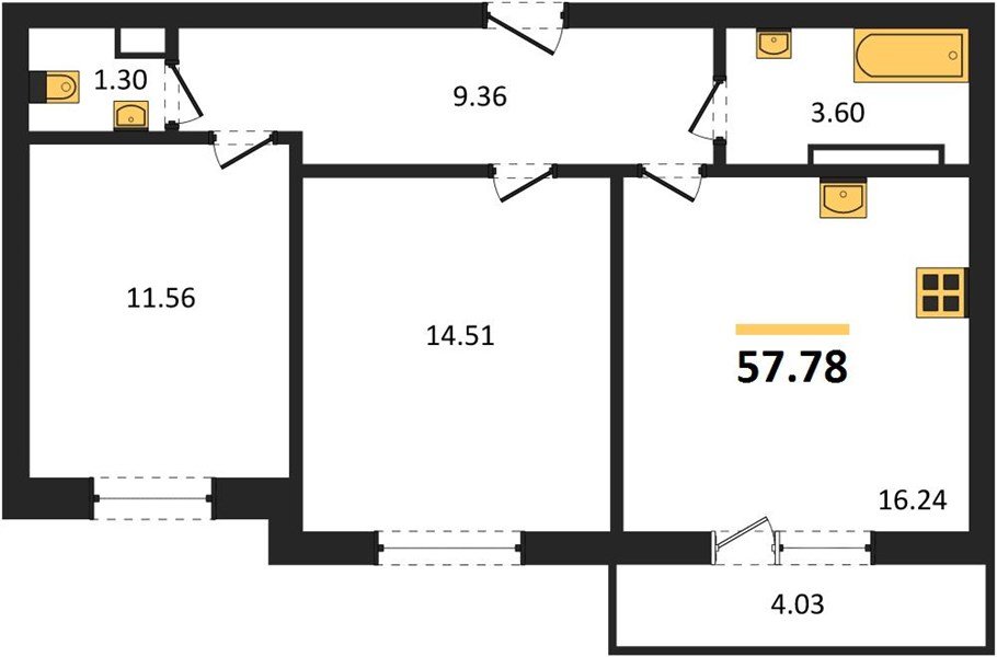 Фото №1: 2-комнатная квартира 57 м² - Краснодар, жилой комплекс Смородина, 