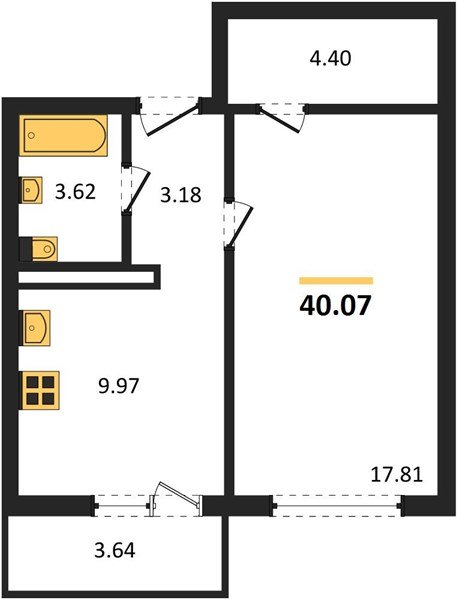 Фото №1: 1-комнатная квартира 40 м² - Лабинск, ул. Калинина, 309