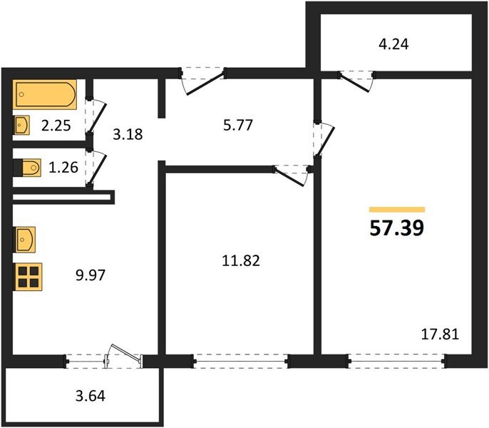 Фото №1: 2-комнатная квартира 57 м² - Лабинск, ул. Калинина, 309