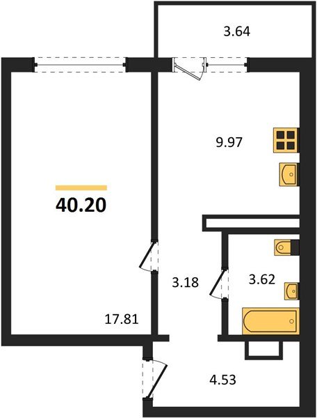 Фото №1: 1-комнатная квартира 40 м² - Лабинск, мкр. ЖК Первый, ул. Калинина, 309