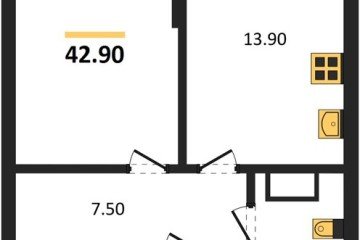 Фото №1: 1-комнатная квартира 42 м² - Краснодар, мкр. Прикубанский внутригородской округ, 