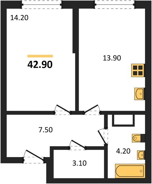 Фото №1: 1-комнатная квартира 42 м² - Краснодар, Догма Парк, мкр. Прикубанский внутригородской округ