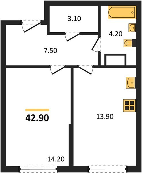 Фото №1: 1-комнатная квартира 42 м² - Краснодар, Догма Парк, мкр. Прикубанский внутригородской округ