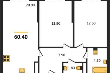 Фото №1: 2-комнатная квартира 60 м² - Краснодар, мкр. Прикубанский внутригородской округ, 