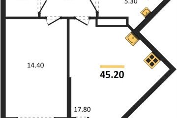 Фото №1: 1-комнатная квартира 45 м² - Краснодар, мкр. Прикубанский внутригородской округ, 