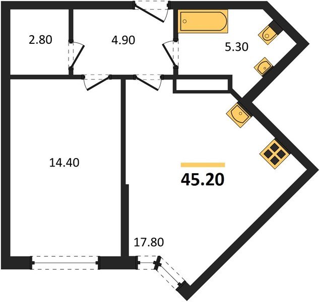 Фото №1: 1-комнатная квартира 45 м² - Краснодар, Догма Парк, мкр. Прикубанский внутригородской округ