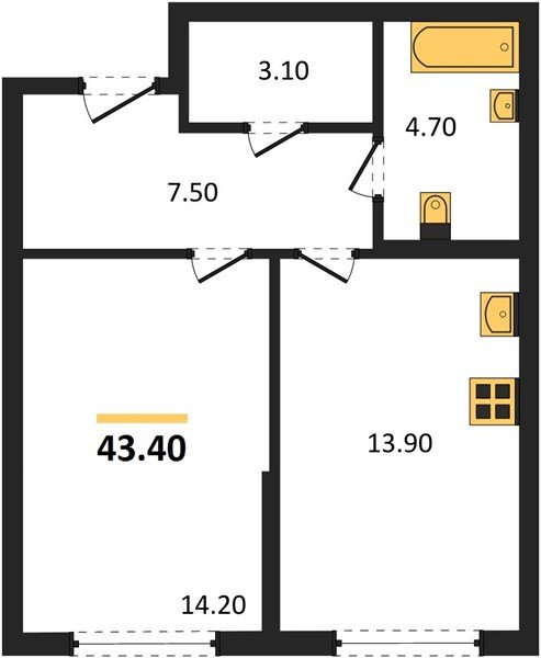 Фото №1: 1-комнатная квартира 43 м² - Краснодар, Догма Парк, мкр. Прикубанский внутригородской округ