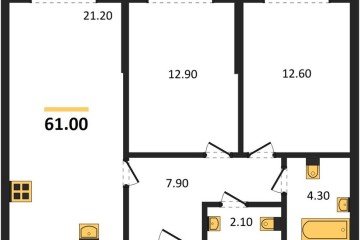 Фото №1: 2-комнатная квартира 61 м² - Краснодар, мкр. Прикубанский внутригородской округ, 