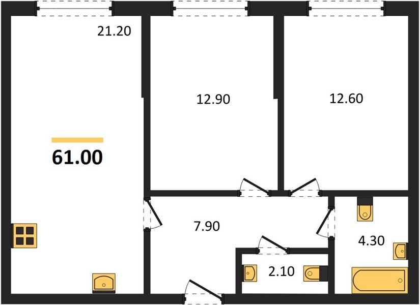 Фото №1: 2-комнатная квартира 61 м² - Краснодар, Догма Парк, мкр. Прикубанский внутригородской округ