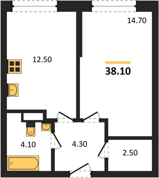 Фото №1: 1-комнатная квартира 38 м² - Краснодар, Догма Парк, мкр. Прикубанский внутригородской округ