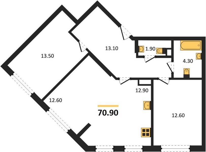 Фото №1: 2-комнатная квартира 71 м² - Краснодар, Прикубанский внутригородской округ, мкр. Догма Парк