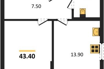 Фото №1: 1-комнатная квартира 43 м² - Краснодар, мкр. Догма Парк, 