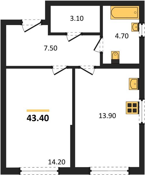 Фото №1: 1-комнатная квартира 43 м² - Краснодар, Прикубанский внутригородской округ, мкр. Догма Парк