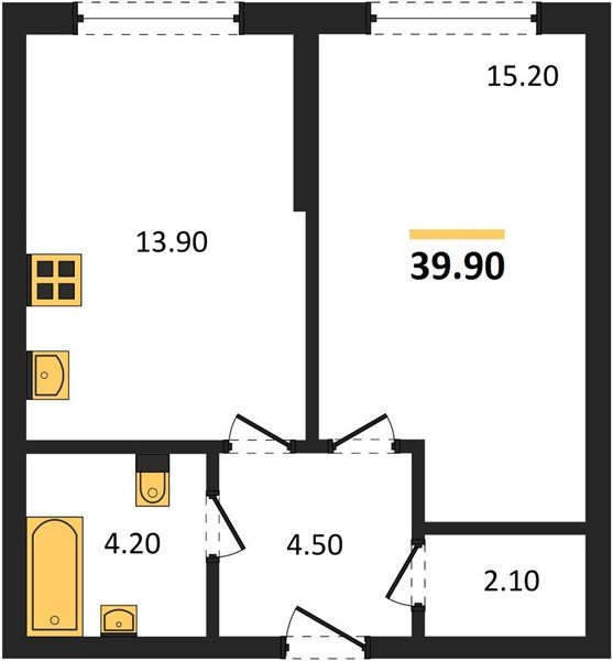Фото №1: 1-комнатная квартира 39 м² - Краснодар, Прикубанский внутригородской округ, мкр. Догма Парк
