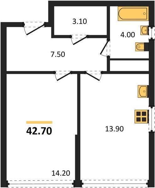 Фото №1: 1-комнатная квартира 42 м² - Краснодар, Прикубанский внутригородской округ, мкр. Догма Парк