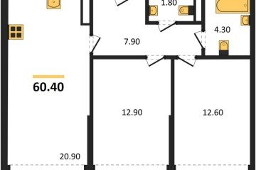 Фото №1: 2-комнатная квартира 60 м² - Краснодар, мкр. Догма Парк, 