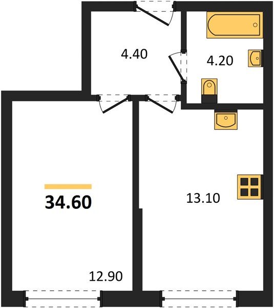 Фото №1: 1-комнатная квартира 34 м² - Краснодар, Прикубанский внутригородской округ, мкр. Догма Парк